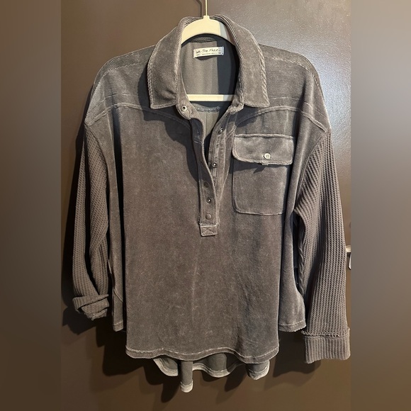 We The Free Tops - We The Free Corduroy Henley Pull Over with Waffle Knit Sleeve Small Free People